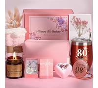 Regalo per 80° compleanno per donne, cesti di compleanno personalizzati per lei che compie 80 anni, divertente cesto regalo per mamma, nonna, migliore amica, moglie, sorella, regalo per l'80°