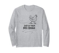 Regalo per Amante delle Galline Just Let Them Free Range Maglia a Manica