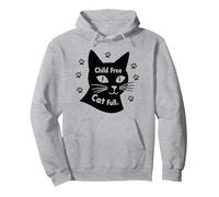 Regalo per Amanti dei Gatti Senza Figli con Zampa Piena Felpa con Cappuccio, Unisex per Adulti, Grigio Melange, M