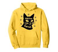Regalo per Amanti dei Gatti Senza Figli con Zampa Piena Felpa con Cappuccio, Unisex per Adulti, Limone, S
