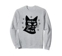 Regalo per Amanti dei Gatti Senza Figli con Zampa Piena Felpa, Unisex per Adulti, Grigio Melange, S
