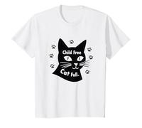 Regalo per Amanti dei Gatti Senza Figli con Zampa Piena Maglietta, Bambini, Bianco, 12 Anni