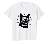 Regalo per Amanti dei Gatti Senza Figli con Zampa Piena Maglietta, Bambini, Bianco, 8 Anni