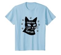 Regalo per Amanti dei Gatti Senza Figli con Zampa Piena Maglietta, Bambini, Celeste, 3 Anni