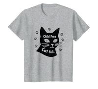 Regalo per Amanti dei Gatti Senza Figli con Zampa Piena Maglietta, Bambini, Grigio Melange, 10 Anni
