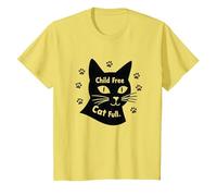 Regalo per Amanti dei Gatti Senza Figli con Zampa Piena Maglietta, Bambini, Limone, 2 Anni