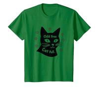 Regalo per Amanti dei Gatti Senza Figli con Zampa Piena Maglietta, Bambini, Verde Mela, 4 Anni