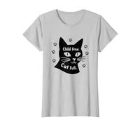 Regalo per Amanti dei Gatti Senza Figli con Zampa Piena Maglietta, Donna, Argento, 3XL