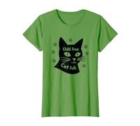 Regalo per Amanti dei Gatti Senza Figli con Zampa Piena Maglietta, Donna, Erba, M