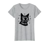 Regalo per Amanti dei Gatti Senza Figli con Zampa Piena Maglietta, Donna, Grigio Melange, M