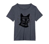 Regalo per Amanti dei Gatti Senza Figli con Zampa Piena Maglietta, Donna Plus-Size, Pervinca, 6X