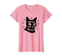 Regalo per Amanti dei Gatti Senza Figli con Zampa Piena Maglietta, Donna, Rosa, XS