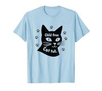Regalo per Amanti dei Gatti Senza Figli con Zampa Piena Maglietta, Uomo, Celeste, 3XL