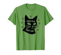 Regalo per Amanti dei Gatti Senza Figli con Zampa Piena Maglietta, Uomo, Erba, XXL