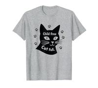 Regalo per Amanti dei Gatti Senza Figli con Zampa Piena Maglietta, Uomo, Grigio Melange, L