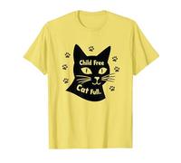 Regalo per Amanti dei Gatti Senza Figli con Zampa Piena Maglietta, Uomo, Limone, 3XL