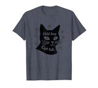 Regalo per Amanti dei Gatti Senza Figli con Zampa Piena Maglietta, Uomo, Pervinca, XL