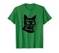 Regalo per Amanti dei Gatti Senza Figli con Zampa Piena Maglietta, Uomo, Verde Mela, M