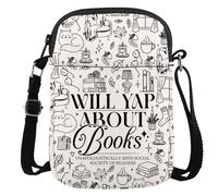 Regalo per amanti dei libri Regalo di lettura Accessori Bookish Will Yap About Books Borsa a tracolla, A proposito di Books Cr Eu, 5.91 Inches ×8.27 Inches