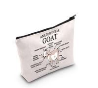 Regalo per amanti della capra Anatomia di una borsa per il trucco di capra borsa cosmetica a tema capra proprietario regalo contadino borsa da viaggio con cerniera, Anatomia di una capra