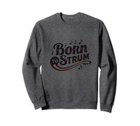 Regalo per Amanti della Musica con Scritta Born to Strum Guitar Music Felpa, Unisex per Adulti, Grigio Scuro, M