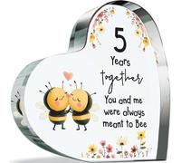 Regalo per anniversario di peste per marito, moglie, con scritta in lingua inglese "Meant to Bee", regalo per il 5° anniversario di matrimonio, 100 mm, in acrilico, a forma di cuore per il quinto