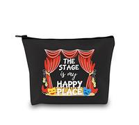 Regalo per artisti Broadway Play Performer Regalo per amanti della musica Regali The Stage is My Happy Place Borsa cosmetica regalo per musicista, Stage Happy Place Nero Eu, M, Per uso