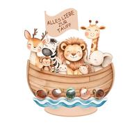 Regalo per battesimo per ragazze, regali di battesimo per bambini, regalo di denaro, arca decorativa in legno, 1 pezzo, idea regalo significativa per figlioccio con motivo animale, salvadanaio per