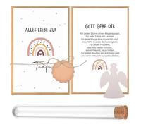 Regalo per battesimo, regalo creativo per battesimo per ragazze e ragazzi, pacchetto regalo completo con biglietto, angelo in legno, provette e imballaggio, ideale per battesimo e regali in denaro