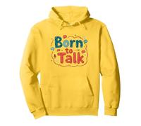 Regalo per comunicatore di patologia del linguaggio Born to Talk Felpa con Cappuccio, Unisex per Adulti, Limone, M