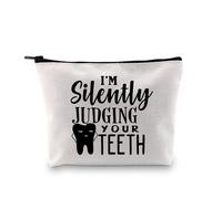 Regalo per Dentista, Igienista e Assistente Dentale - I'm Silently Judging Your Dentale - Sacchetto Con Cerniera per Laurea