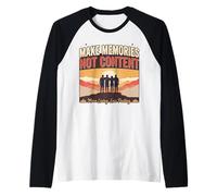 Regalo per Esterni con Scritta Make Memories Not Content Maglia con Maniche Raglan