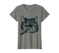 Regalo per fumatore di sigari CIGAR SMOKING Cat Retro Maglietta