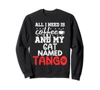 Regalo per Gatto con Nome Tango, con Scritta all I Need Is Coffee Felpa