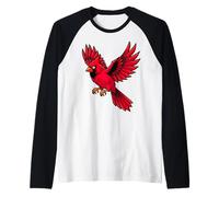 Regalo per Gli Amanti degli Uccelli cardinali Rossi per Donne, Uomini, Bambini, Ragazzi e Ragazze Maglia con Maniche Raglan
