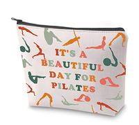 Regalo per gli amanti del pilates, allenatore di pilates, istruttore, regalo di apprezzamento It's a Beautiful Day for Pilates Makeup Bag con cerniera Yoga Pilates regalo, Pilates, No