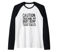 Regalo per Gravidanza con Scritta Do Not Touch The Baby Bump Maglia con Maniche Raglan