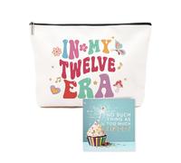 Regalo per il 12° compleanno per ragazze, squisita borsa per il trucco e biglietto di benedizione, set regalo per il 12° compleanno per lei, figlia, migliore amica o sorella