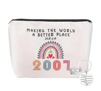 Regalo per il 18°/40° compleanno per donne ragazze arcobaleno borsa per il trucco portachiavi ispiratore borse cosmetiche uniche 2007 1985 regali di compleanno per ragazze figlia, Bianco, Colore,