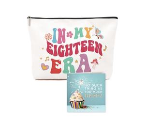 Regalo per il 18° compleanno per ragazze, squisita borsa per il trucco e biglietto di benedizione, idea regalo per il 18° compleanno per lei, figlia, migliore amica o sorella