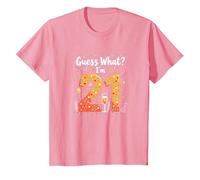 Regalo per Il 21° Compleanno - Guess What? I'm 21 Celebration Maglietta, Bambini, Rosa, 4 Anni
