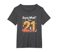 Regalo per Il 21° Compleanno - Guess What? I'm 21 Celebration Maglietta, Donna Plus-Size, Grigio Scuro, 5X