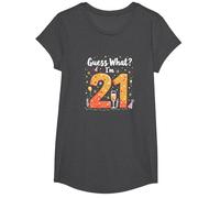Regalo per Il 21° Compleanno - Guess What? I'm 21 Celebration Maglietta, Ragazze, Grigio Scuro, XS