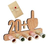 Regalo per il 21° compleanno ragazza ragazzi, unico 20+1 originale decorazione denaro in legno, originale divertente denaro con biglietto di auguri vintage, regalo creativo di buon compleanno