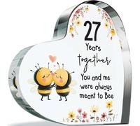 Regalo per il 27° anniversario della peste per marito e moglie, con scritta in inglese "Meant to Bee", regalo per il 27° anniversario di matrimonio per partner, cuore in acrilico da 100 mm, ricordo