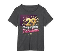 Regalo per Il 29° Compleanno: Celebrazione degli Anni favolosi Maglietta, Donna Plus-Size, Grigio Scuro, 1X