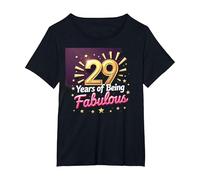 Regalo per Il 29° Compleanno: Celebrazione degli Anni favolosi Maglietta, Donna Plus-Size, Nero, 1X