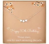 Regalo per il 30° compleanno da donna, collana a tre stelle in argento Sterling, collana a forma di stella delicata, perline a stella da 6 mm, Argento sterling, Senza pietre preziose