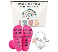 Regalo per il 40° compleanno da donna, set regalo per il 40° compleanno, borsa per il trucco, calzini e portachiavi, regalo perfetto per mamma, sorella, moglie, bestie, divertente regalo di compleanno