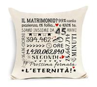 Regalo per il 45° anniversario di matrimonio Copricuscino per moglie e marito 45 anni di matrimonio Regalo romantico per coppie